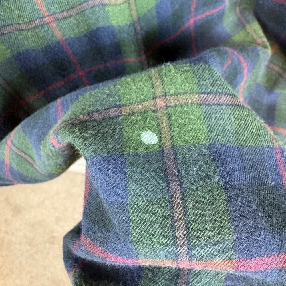 Vintage Ralph Lauren Blaire Flannel Shirt XL Tartan Green Navy Red Plaid Cotton